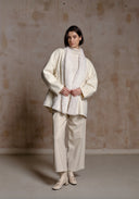 White Hand-woven Mink Collar Short Coat