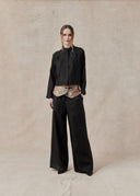 Mud-Dyed Silk Jacket with Sheer Panel Detailing