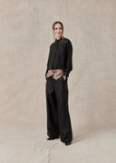 Mud-Dyed Silk Jacket with Sheer Panel Detailing