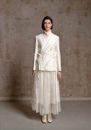 White Suit Jacket with Beading Details