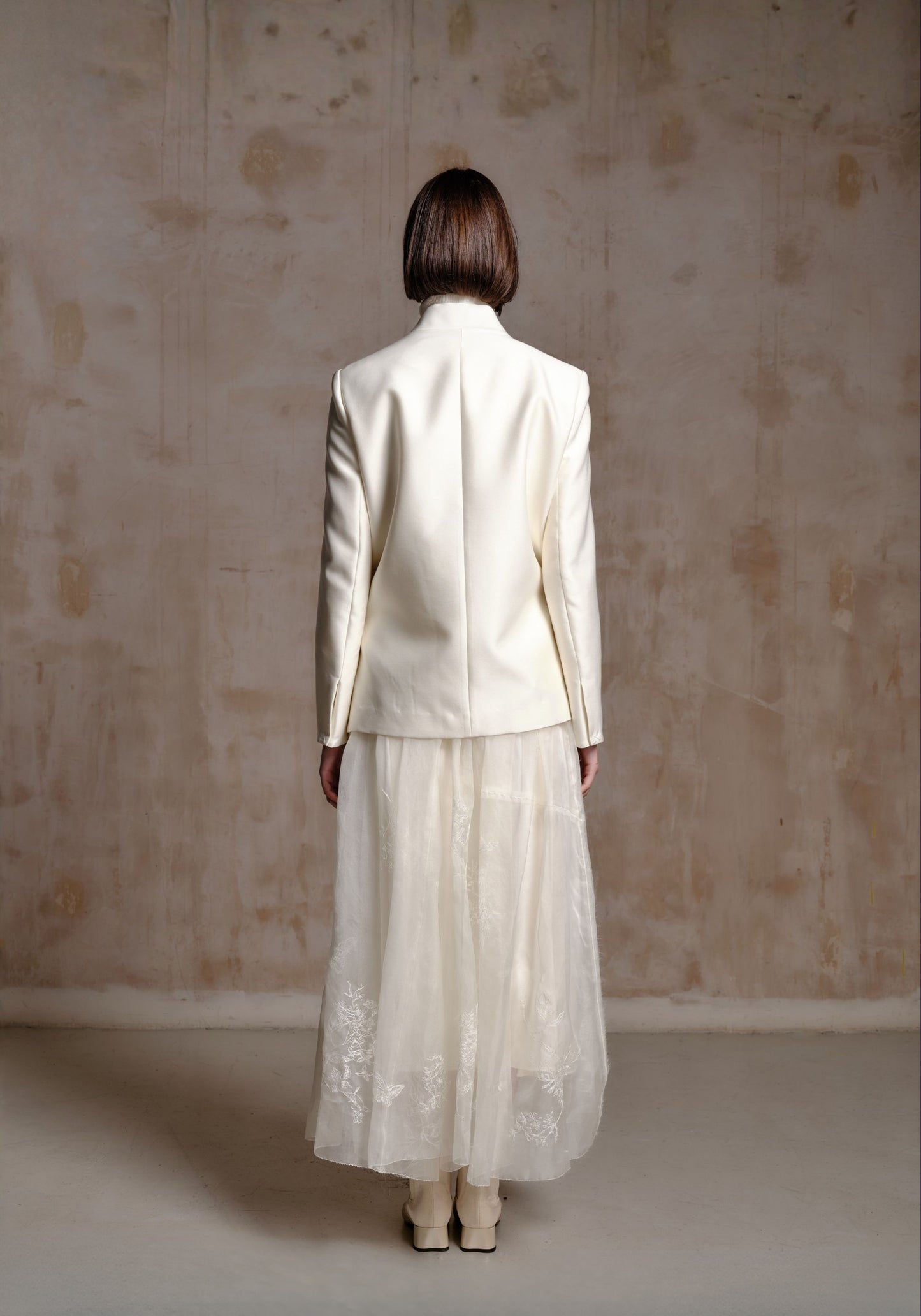 White Suit Jacket with Beading Details