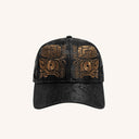 Black Mud-Dyed Silk Cap with Gold Embroidery