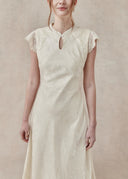 Ivory Dress with Lace Cap Sleeves