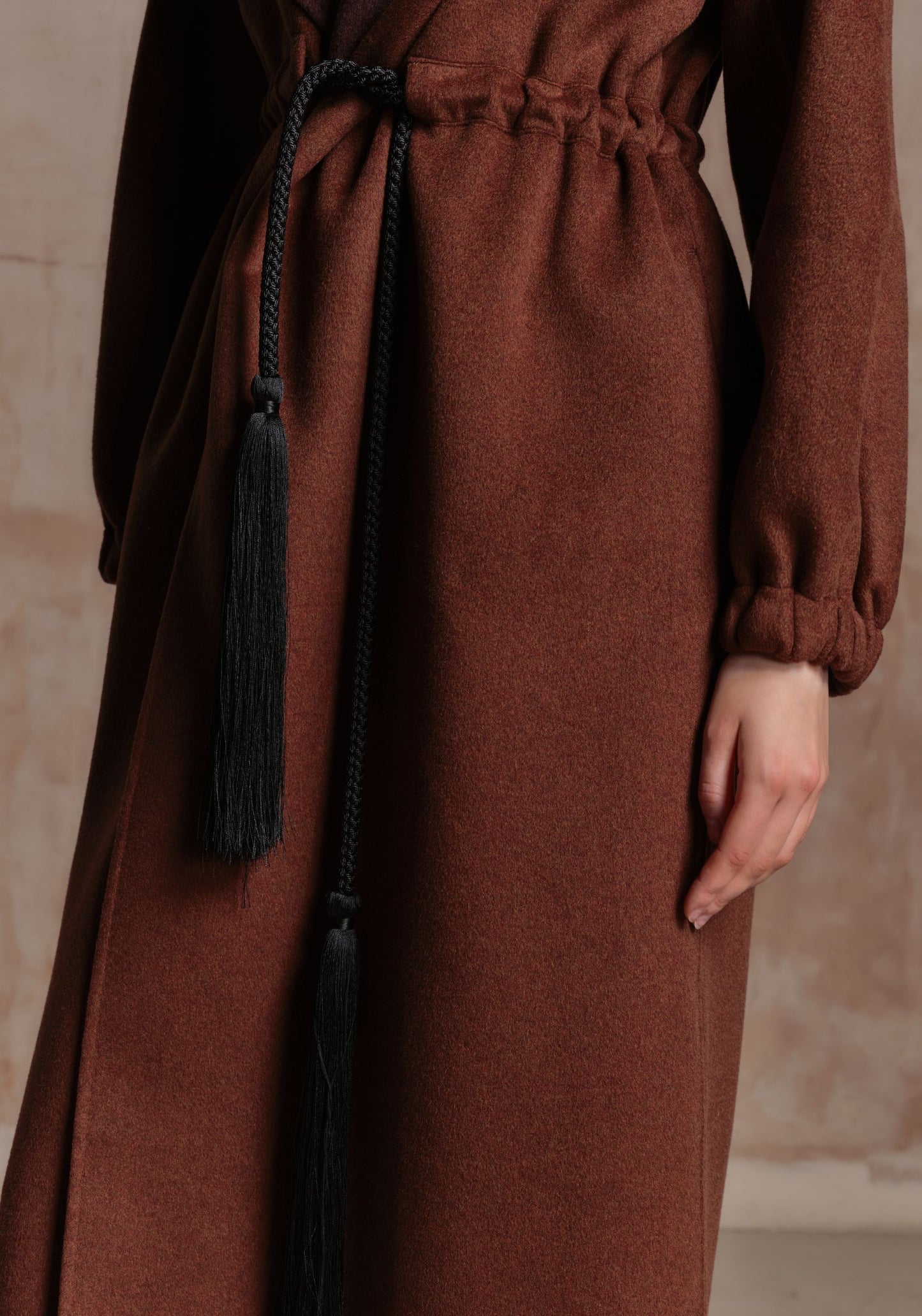Brown Cashmere Coat with Hood