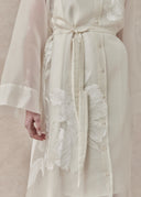 Sheer Embroidered Mulberry Silk Midi White Dress