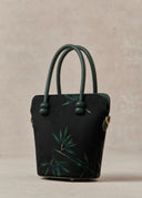 Structured Top Handle Bag with Leaf Motif