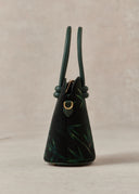 Structured Top Handle Bag with Leaf Motif