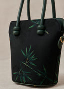 Structured Top Handle Bag with Leaf Motif
