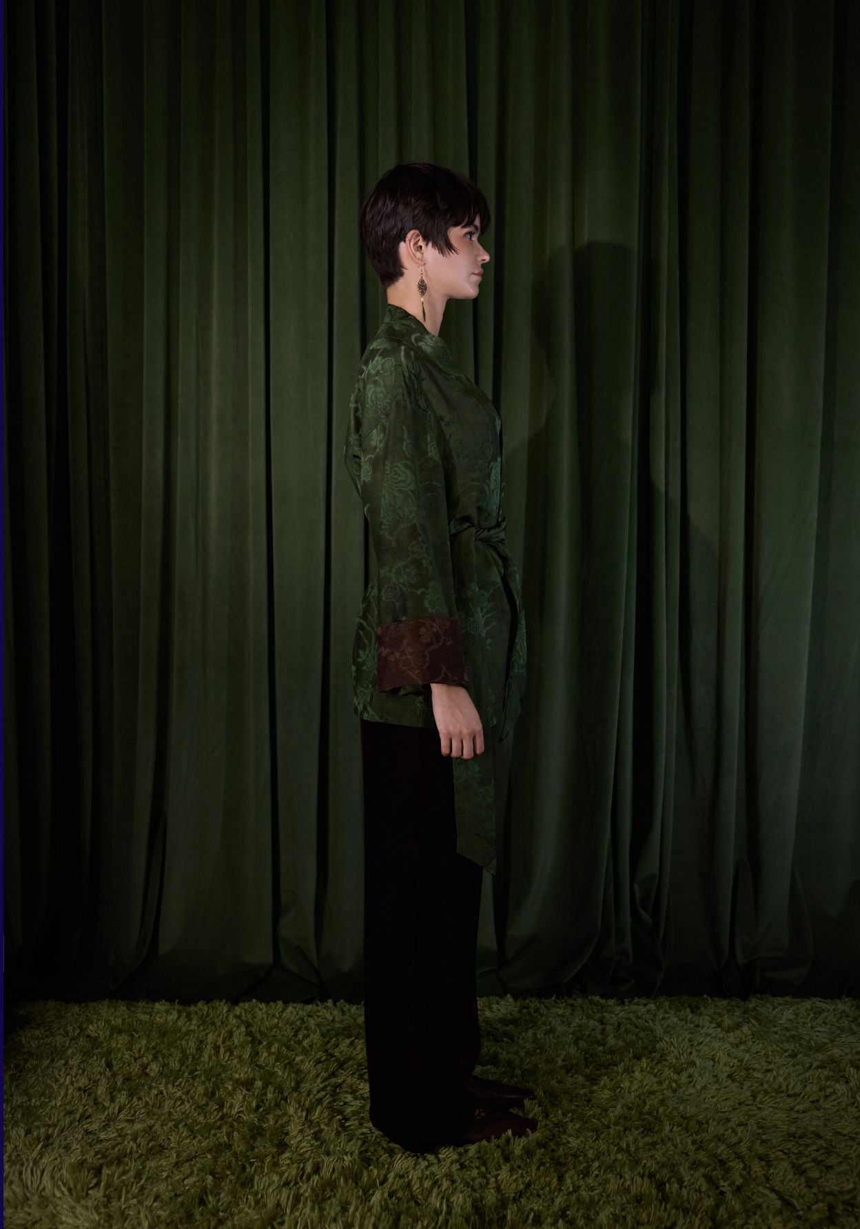 Green Mud-Dyed Silk Wrapped Jacket