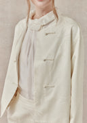 Ivory Shirt with Ruffled Collar Detail