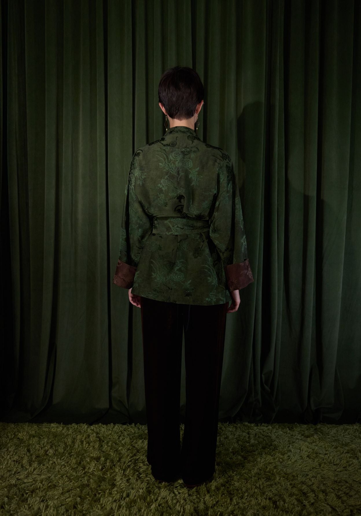 Green Mud-Dyed Silk Wrapped Jacket