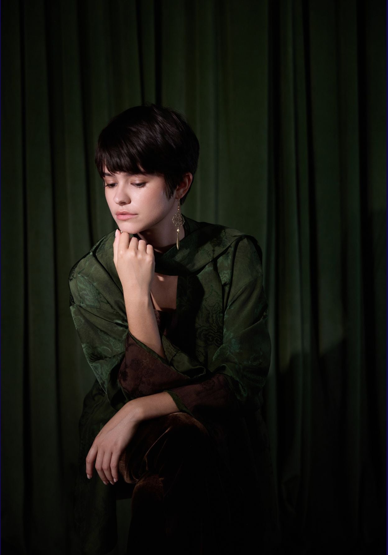 Green Mud-Dyed Silk Wrapped Jacket