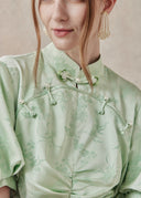 Jade Green Floral Dress with Cut-Out Detail