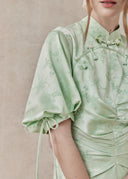 Jade Green Floral Dress with Cut-Out Detail