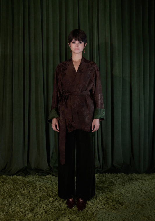 Brown Mud-Dyed Silk Wrapped Jacket