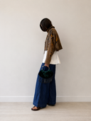 Taupe Botanical Print Silk Cropped Jacket
