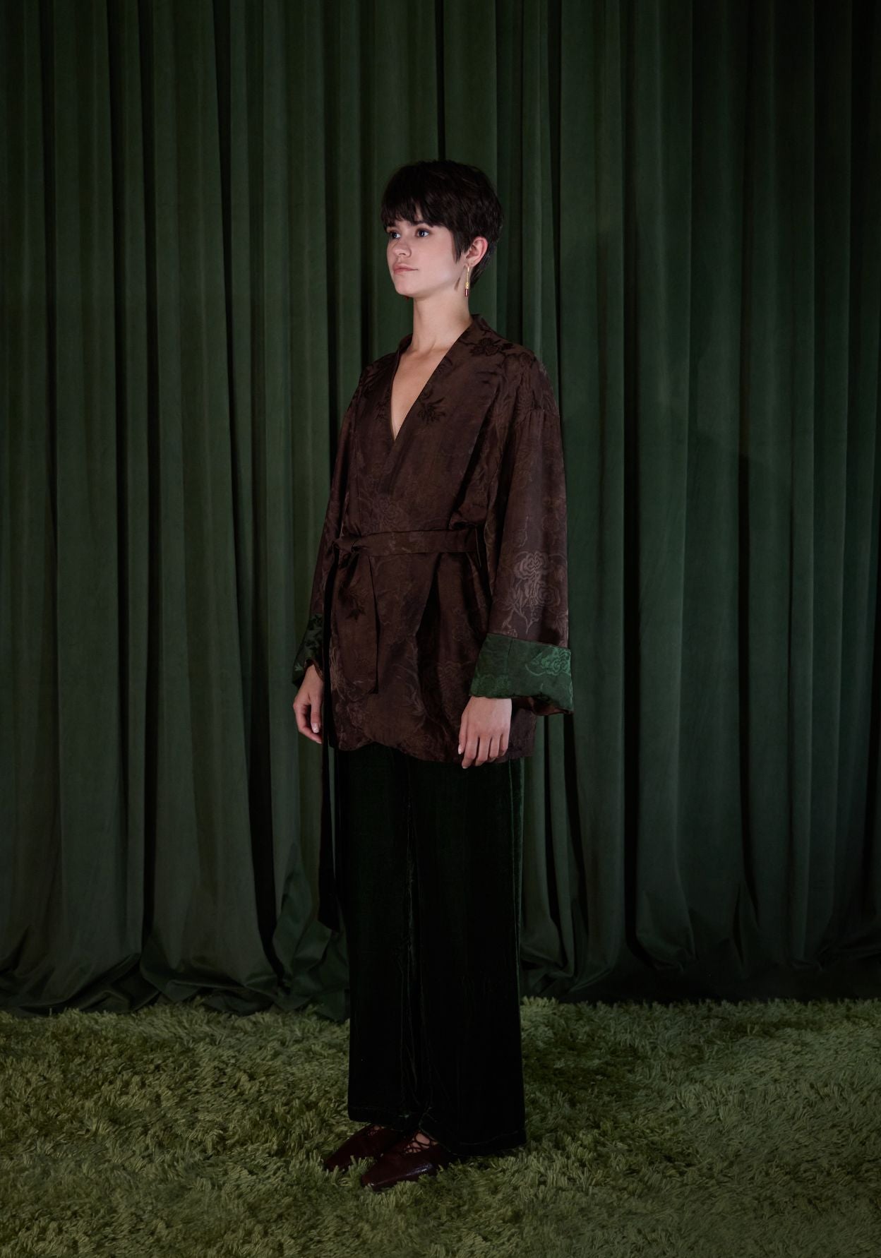Brown Mud-Dyed Silk Wrapped Jacket