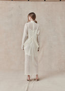 Floral Lace Sheer Dress with Mandarin Collar
