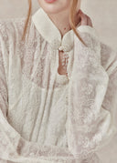 Floral Lace Sheer Dress with Mandarin Collar