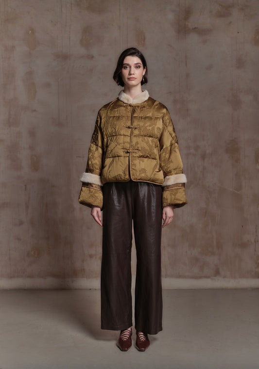 Brown Cropped Puffer Jacket