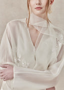Silk Scarf Shirt with Floral Embroidery — White