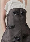 Layered Sheer Tulle Dress with Floral Embroidery