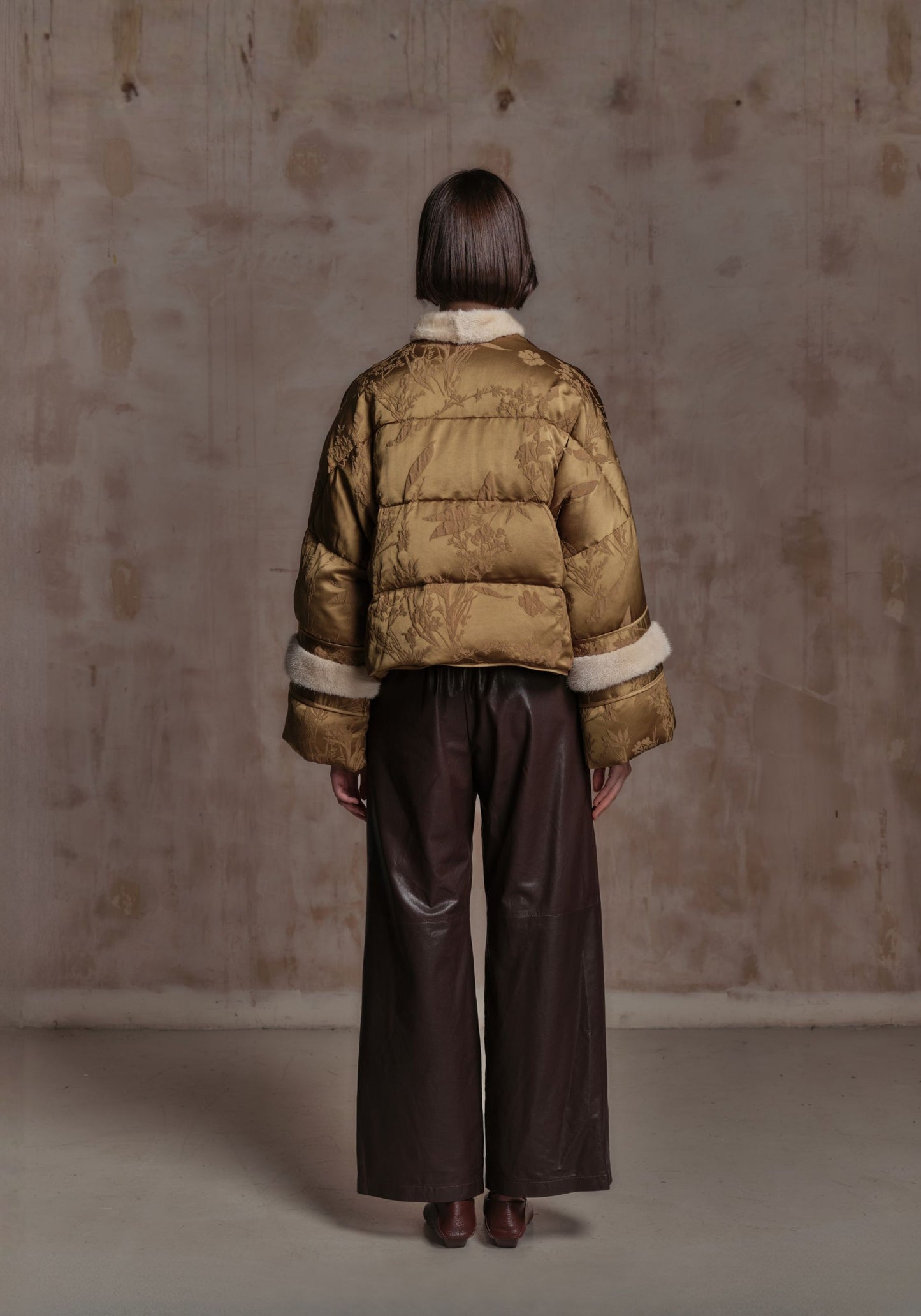 Brown Cropped Puffer Jacket