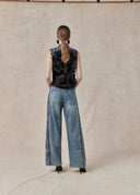Patterned Side Panel Denim Jeans
