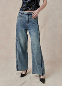 Patterned Side Panel Denim Jeans