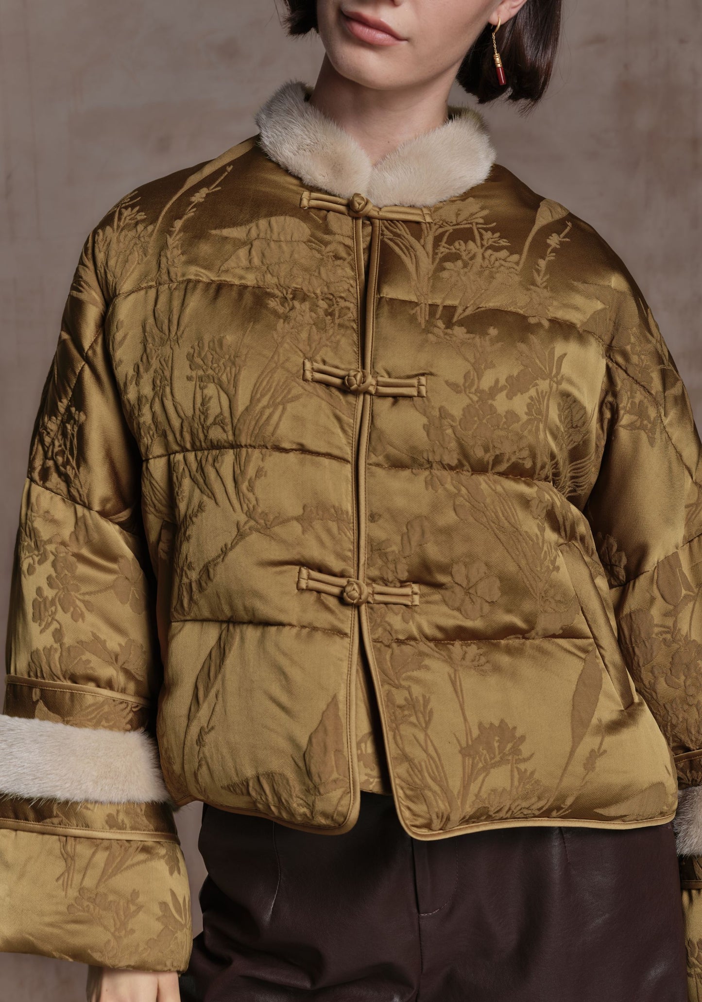 Brown Cropped Puffer Jacket