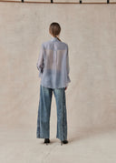 Sheer Shirt with Ruffle Collar and Cuff Detail