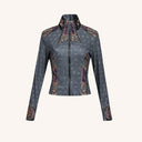 Grey Yoga Jacket with Traditional Chinese Embroidery