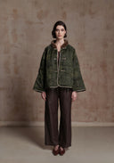 Green Puffer Jacket with A Shape Body