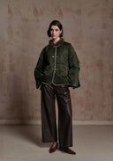 Green Puffer Jacket with A Shape Body