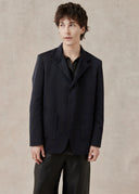 Dark Navy Calligraphy Patterned Blazer