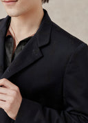 Dark Navy Calligraphy Patterned Blazer