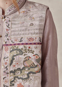 Embroidered Vest with Bird and Floral Motifs