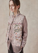 Embroidered Vest with Bird and Floral Motifs