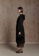 Black Cashmere Coat with Hood