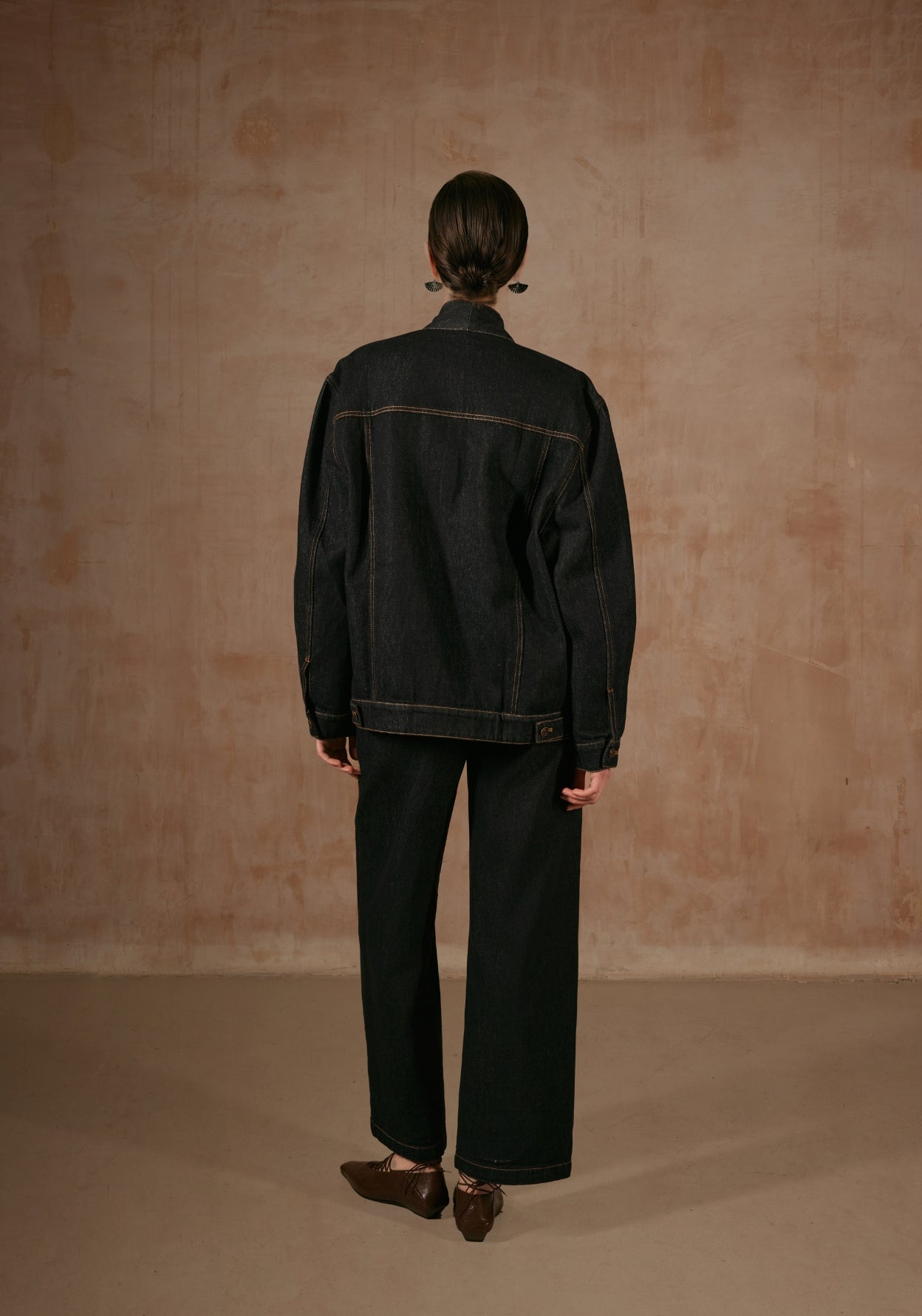 Denim Jacket with Chinese Tassel Buttons
