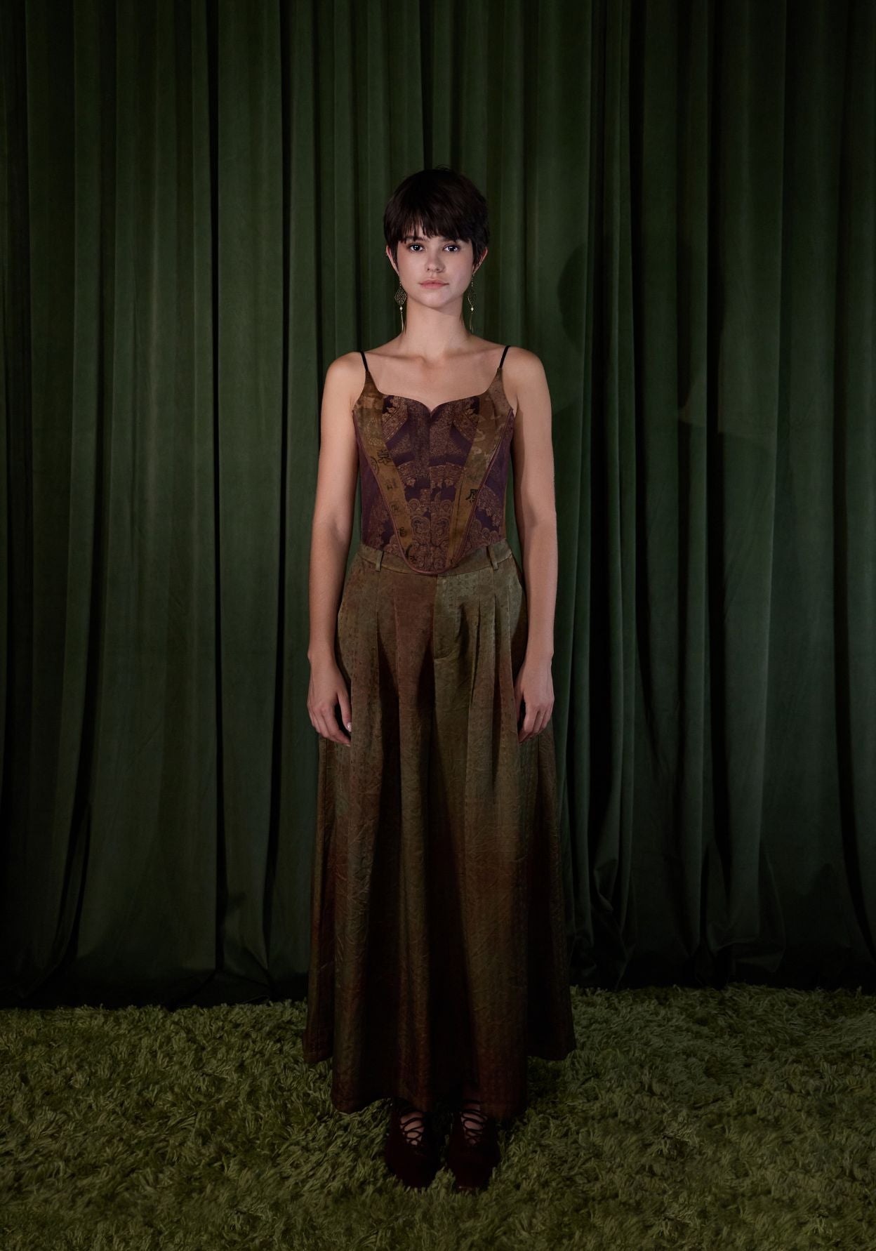 Mud-Dyed Silk Structured Corset