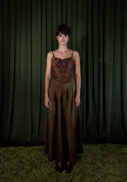 Mud-Dyed Silk Structured Corset