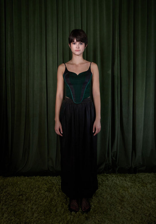Mud-Dyed Silk Structured Corsets