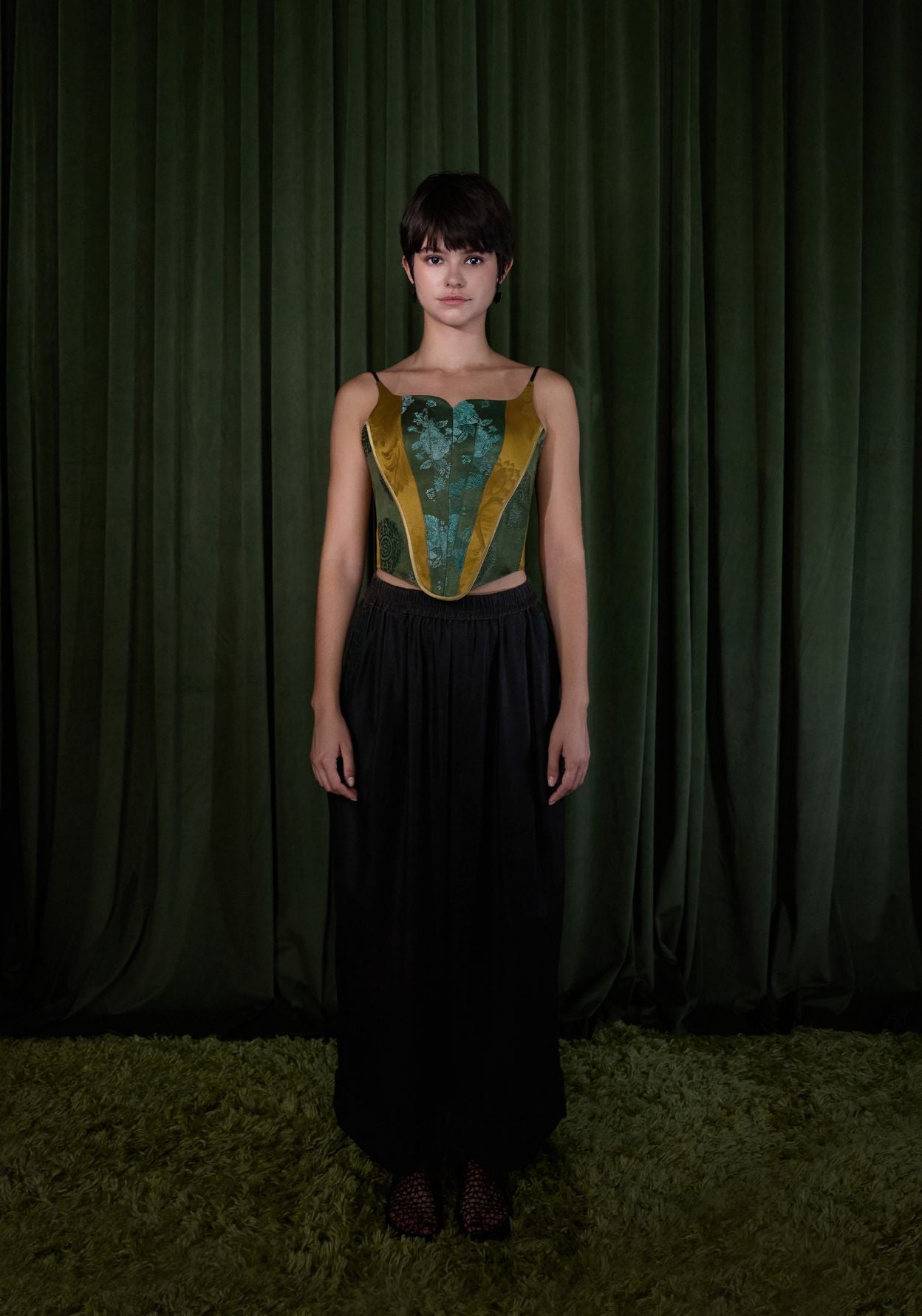 Mud-Dyed Silk Structured Corsets