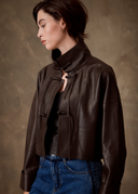 Brown Leather Cropped Jacket