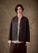Woven Leather Jacket With Buttons