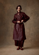 Burgundy Mud-Dyed Trench Coat
