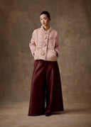 Soft Pink Fur-Trim Puffer Jacket