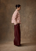 Soft Pink Fur-Trim Puffer Jacket