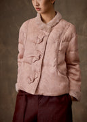 Soft Pink Fur-Trim Puffer Jacket